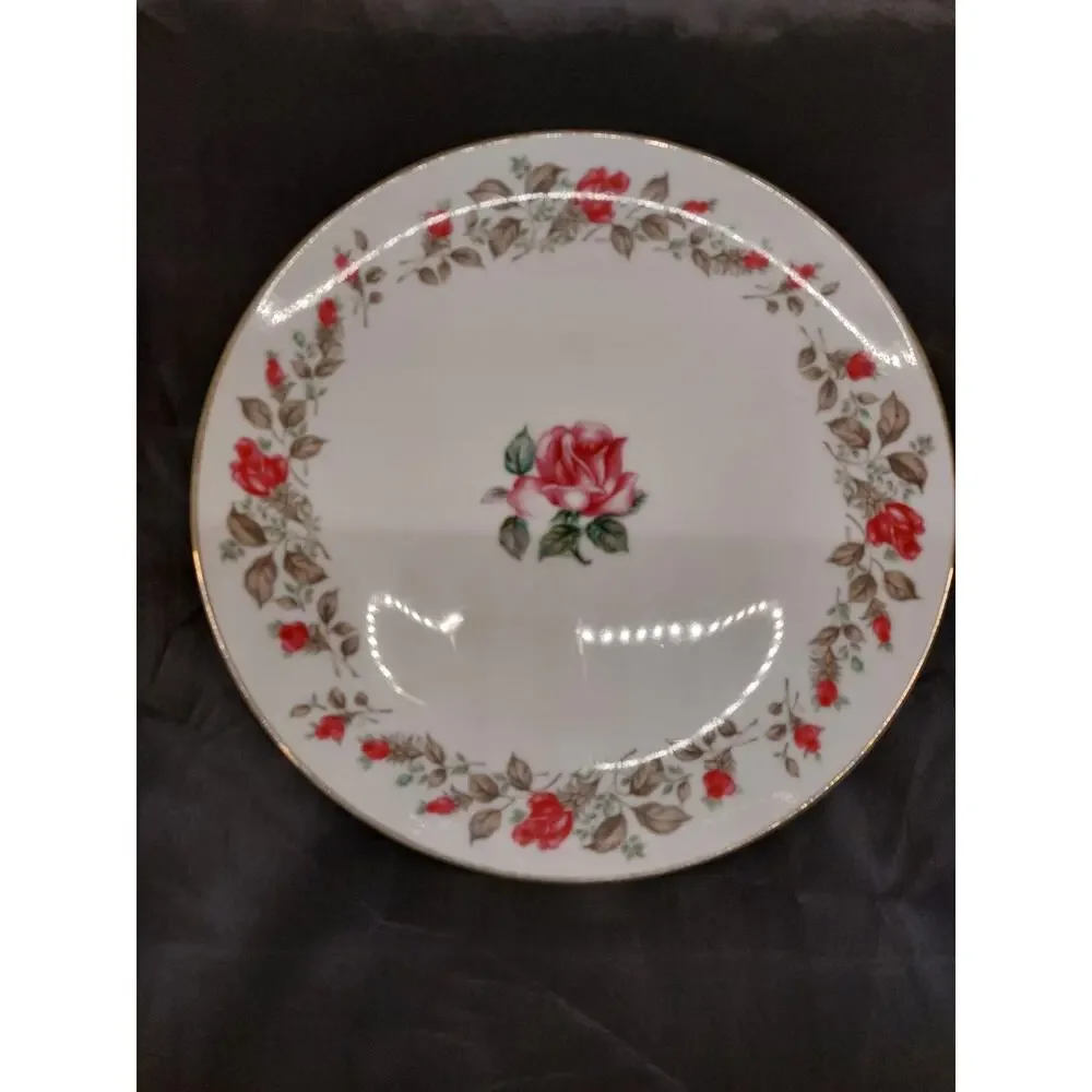 Vintage Diamond China Moss Rose 4 Pc Place Setting Tea Cup Saucer Plates Japan